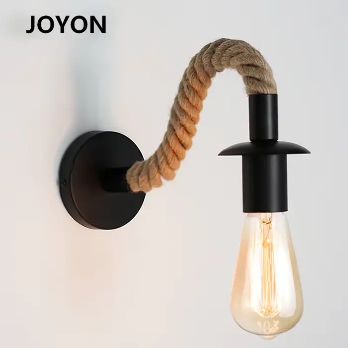 Applique murale industrielle Vintage E27, lampe suspendue en corde de chanvre pour chambre à coucher, chevet, salle à manger, éclairage intérieur, décor