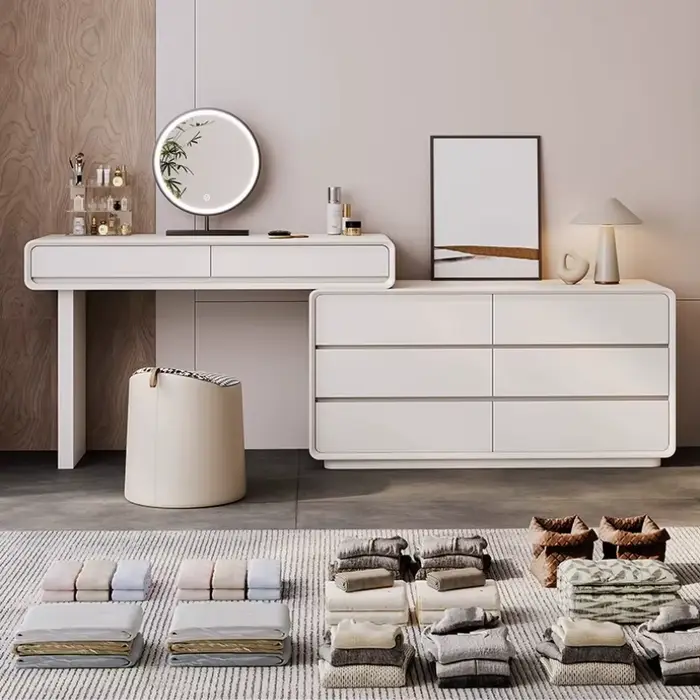 Coiffeuse de luxe moderne rangement appartement blanc classique