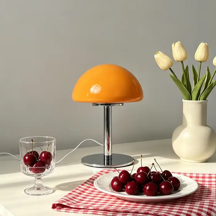 Lampe de bureau en verre de Murano, demi-dôme, style contemporain moderne, lampe à intensité variabl