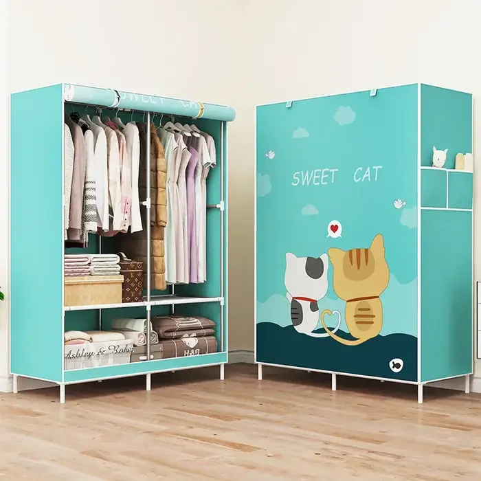 Étagères de rangement pour garde-robe en tissu Oxford, faciles à assembler, poches latérales anti-sp