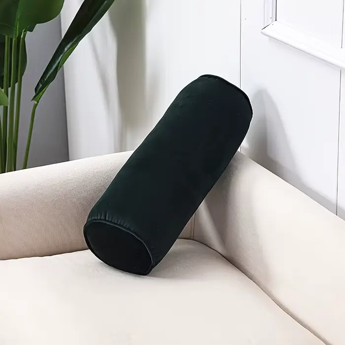 Oreiller cylindrique classique en velours, doux, noyau à haute élasticité, tissu tricoté de couleur 