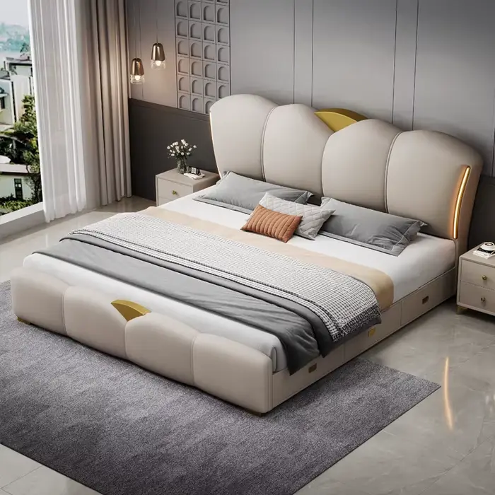 Chambre tiroir lit double Table de chevet princesse lit de couchage rangement salon cadre Muebles Para El Hogar maison accessoires