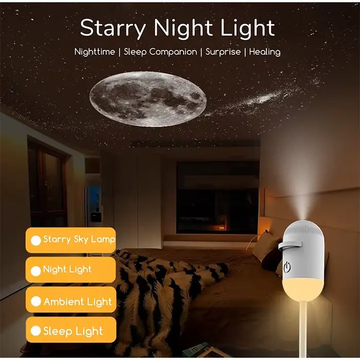 Mini projecteur d'étoiles USB 2 en 1, 12 films, lumière ambiante ciel étoilé, pour la décoration de 