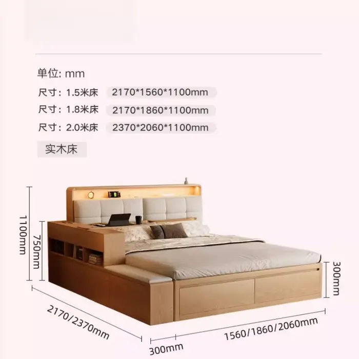 Lit européen en bois minimaliste moderne espace de rangement hôtel lit salon dormir femmes Muebles Para El Hogar meubles de maison