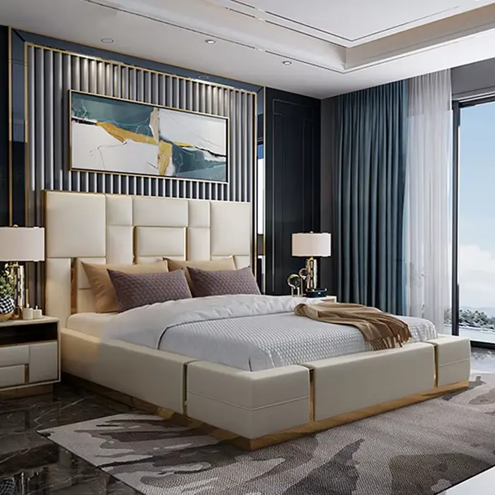 Ensemble de chambre à coucher de dernière conception, tête de lit à motif Ottoman moderne, ensemble 