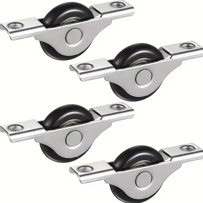 Kits de rails de porte coulissante en métal robuste, avec 4 roues en plastique noir, raccords de por