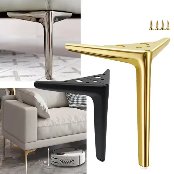 Pieds de Meuble en Métal de 12/15/19/25cm, Support pour Meuble TV, Canapé, Table Basse, HOCabinet, M