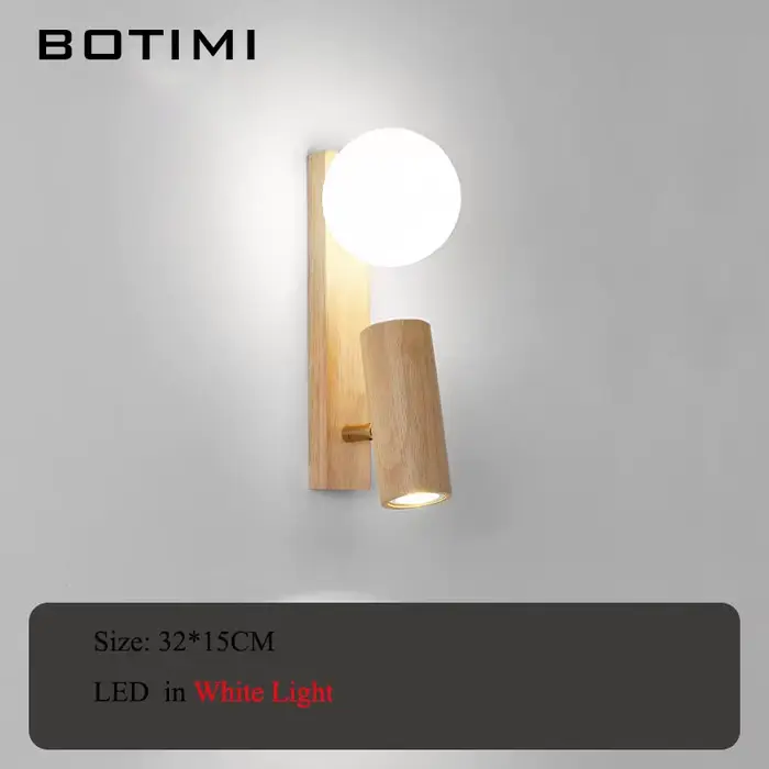 BOTIMI réglable en bois massif chevet applique moderne en bois chambre ajuster Luminaires hôtel lumi