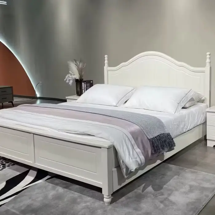 Lit King Size moderne nordique personnalisé en bois de chêne massif avec lit double de rangement pou