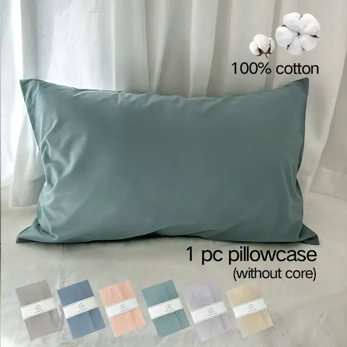 Taie d'oreiller en percale de coton 200T, 60x80cm, housse de coussin, douce et confortable, housse d