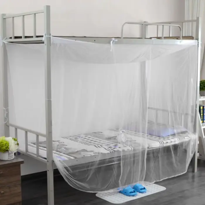 Moustiquaire Blanche à 4 Niveaux d'Angle pour Lit Queen Size Complète