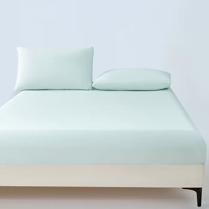 Drap-housse et taie d'oreiller en soie glacée pour lit simple ou double