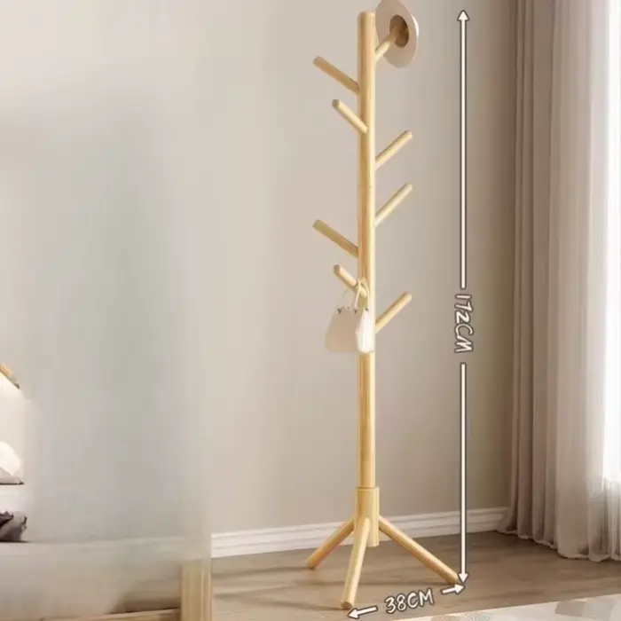 Porte-vêtements sur pied en bois
