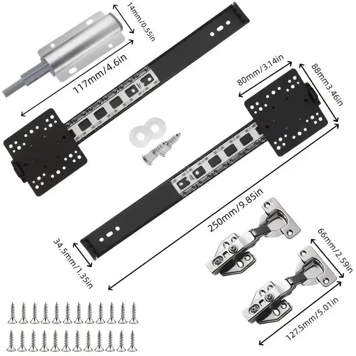 Kit de quincaillerie pour porte coulissante, 5 pièces, rail caché peu encombrant et système pliable 