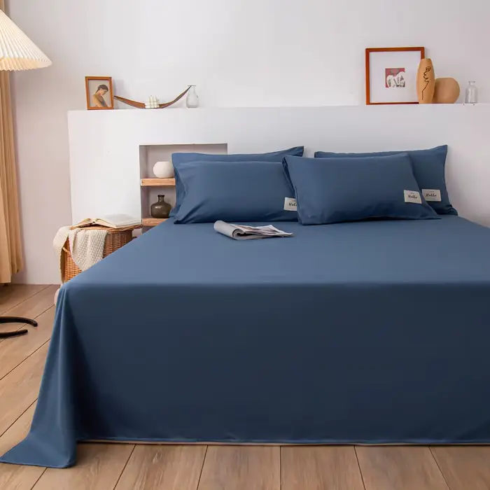 Drap plat pour lit Double, 1 pièce, draps supérieurs uni de couleur unie, draps plats simples/Queen/