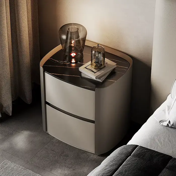Table de chevet élégante et simple, style italien moderne avec rangement, meuble de chambre à couche