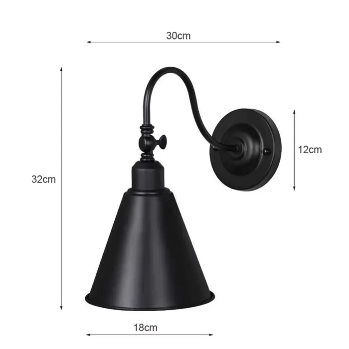 Applique murale de chevet en fer noir vintage, luminaire de loft américain, lampe d'escalier de coul