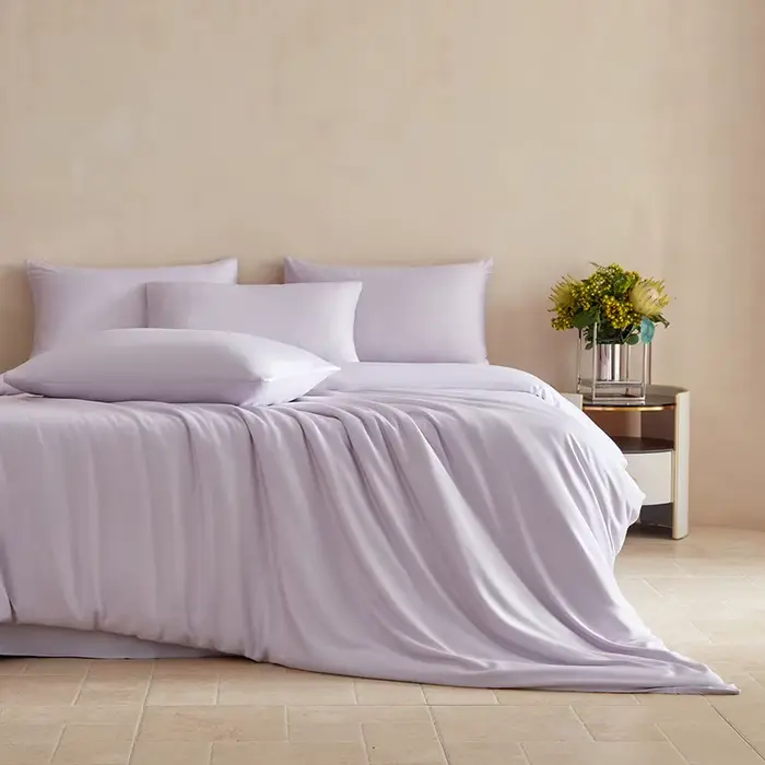 Parure de lit trois pièces confortable de couleur unie, ensemble quatre pièces violet