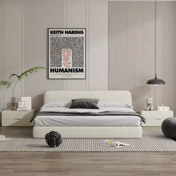 Lit de style moderne en bois massif pour adultes