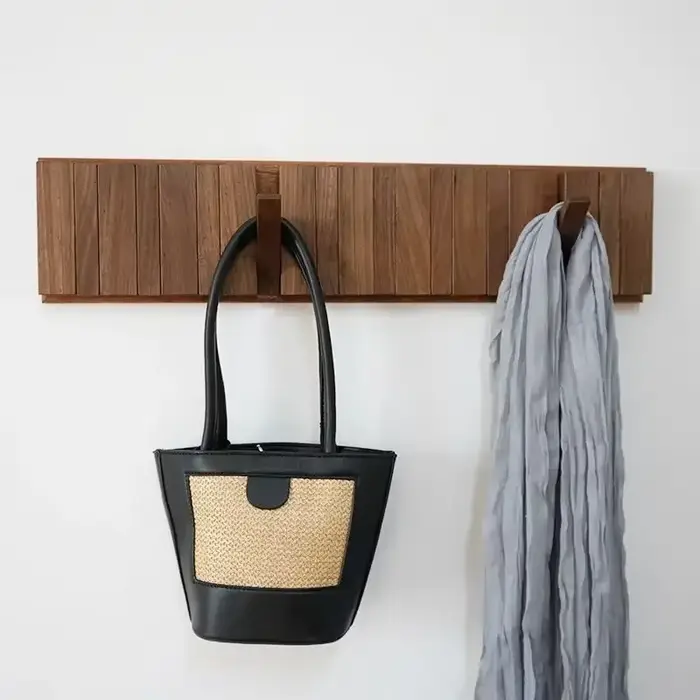 Porte-manteau mural suspendu, porte d'entrée sans poinçonnage, organisateur de vêtements en bois mas