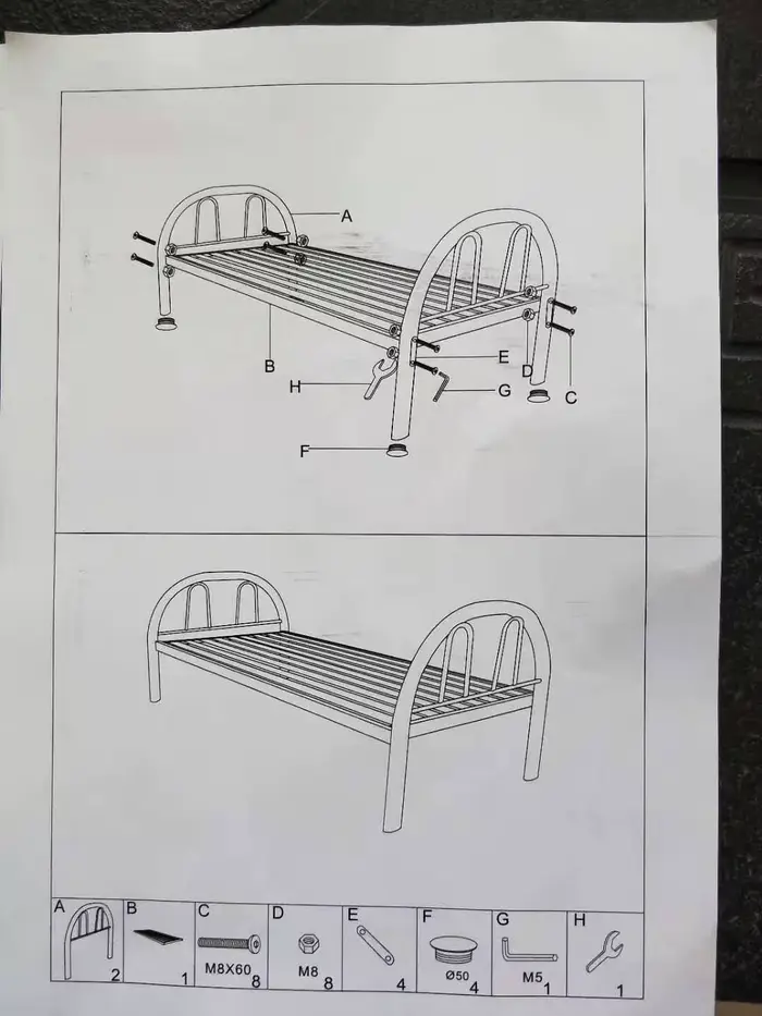 Cadre de lit simple en métal de fer noir très bon marché pour adultes, vente en gros en Chine, pour 