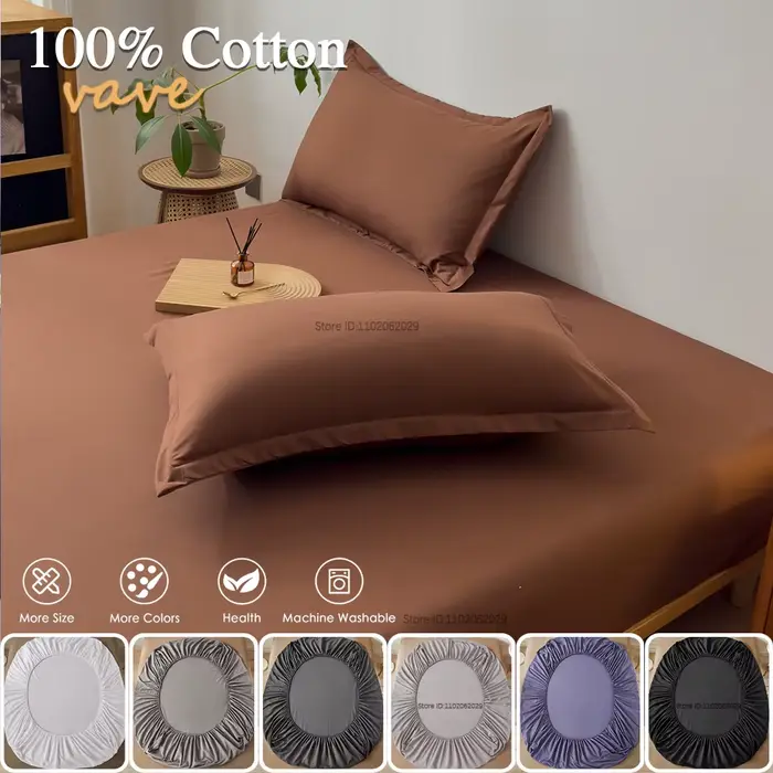 Drap-housse en coton 90x200 160x200cm avec bandes élastiques
