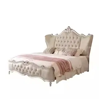 Lit de princesse européen, cadre de lit moderne de taille king, lit de luxe, design moderne, double,