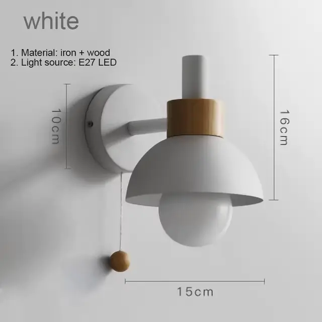 JOswitch-Applique murale LED en bois, nordique et moderne, luminaire de chevet