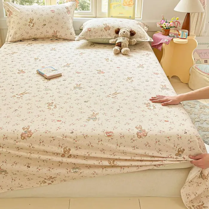 Drap de lit 100% coton pour lit simple ou double, doux, respectueux de la peau, imprimé floral, drap
