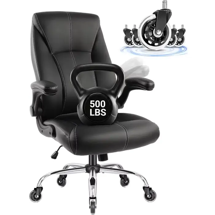 Chaise de bureau grande et haute pour personnes corpulentes, chaise de bureau exécutive en cuir PU à
