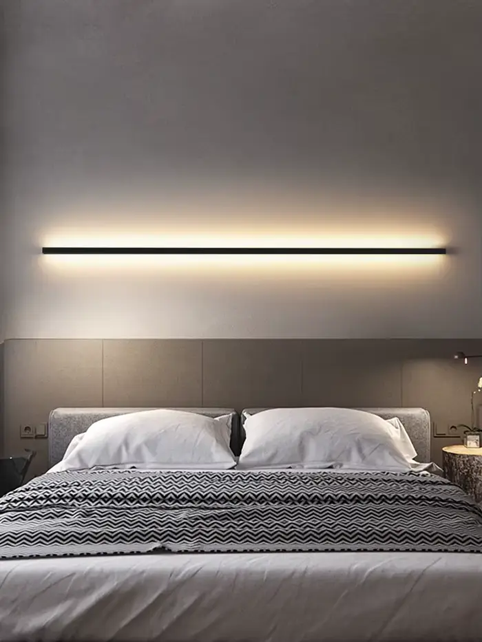 Applique chambre chevet lumières nordique luminaires décoratifs ligne minimaliste lumière longue ban