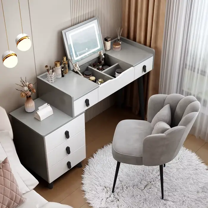 Nouveau Style rabattable Coiffeuse Chambre petite unité de luxe miroir caché
