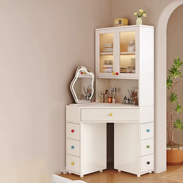 Haute Coiffeuse d'angle avec tiroir moderne français Unique Vanity Desk luxe esthétique Coiffeuse De