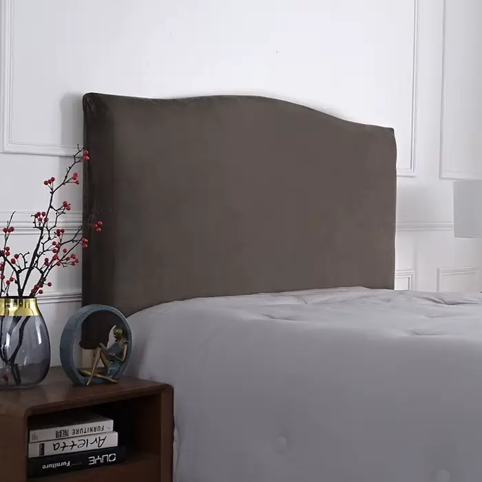 Housse de tête de lit élastique en velours, couvre-tête de lit épais en peluche, gris, bleu, anti-po