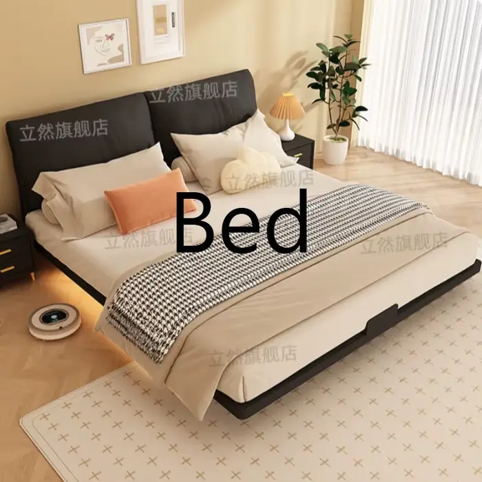 Lit double en acier au carbone, design nordique moderne, lit pour 2 personnes, cadre de lit king siz