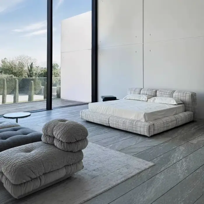 Tête de lit nordique rembourrée, salon double, lit de couchage, cadre minimaliste, Queen Mobili Per