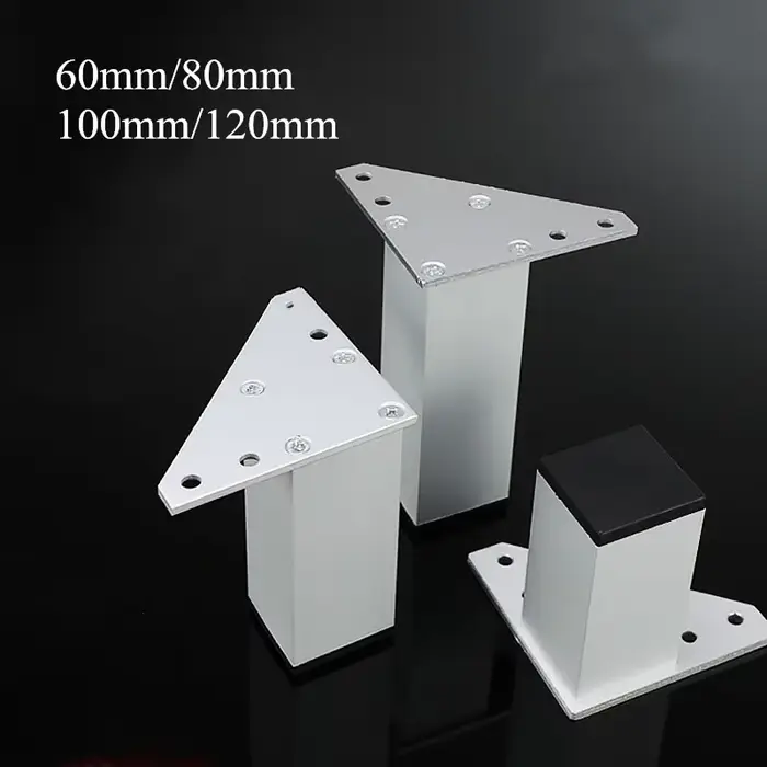 Pieds de Meuble Carrés en Métal pour Table Basse, Optique en Alliage d'Aluminium pour Meuble TV, Can