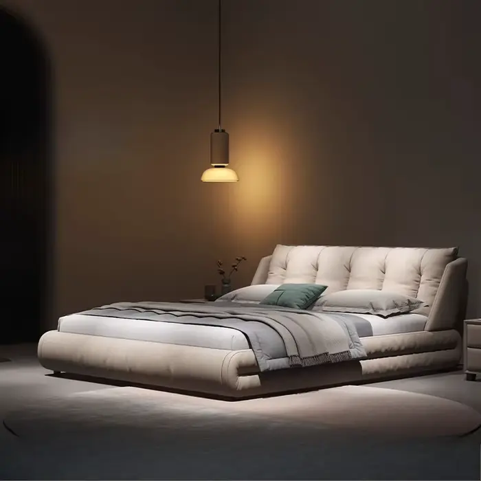 180x200cm chambre principale moderne 2 personnes lit Composite cuir confortable vers le bas sac lits doubles tête de lit de luxe meubles jumeaux