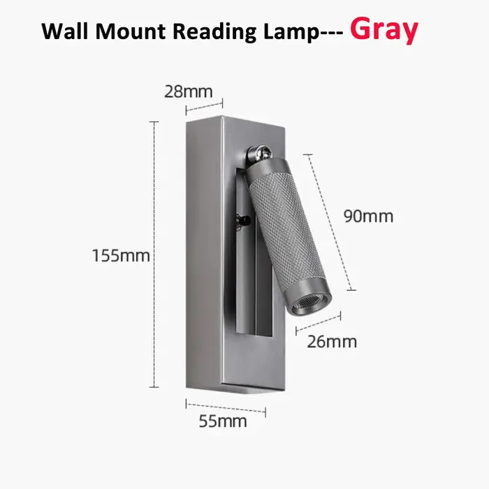 SANDIY Lampe de chevet Applique murale avec interrupteur Lampe de lecture à montage en surface Veill