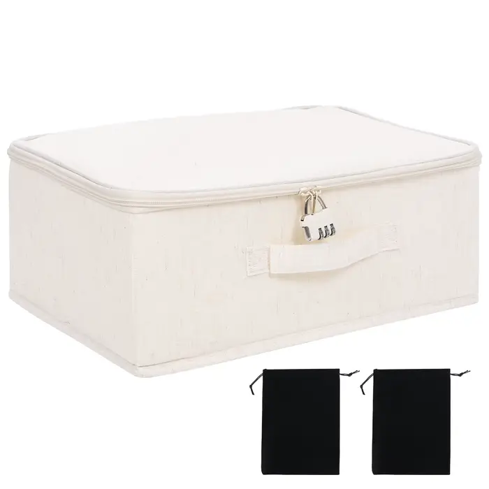 Boîte de rangement verrouillable pour vêtements et jouets, organisateur imperméable en lin grande ca