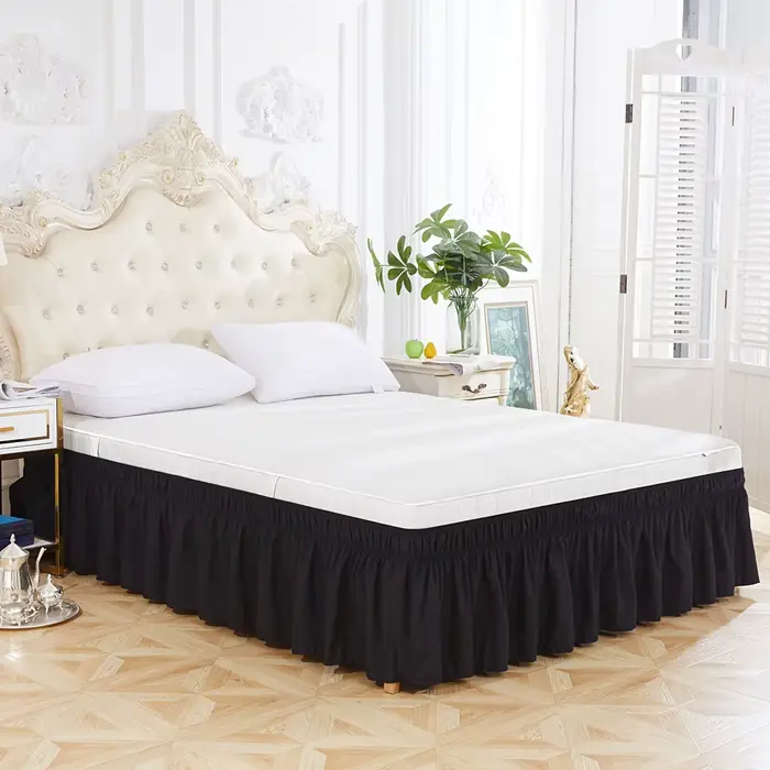 Jupe de lit élastique réglable 1 pièce, jupe de lit Double à volants élastiques Ultra douce, confort