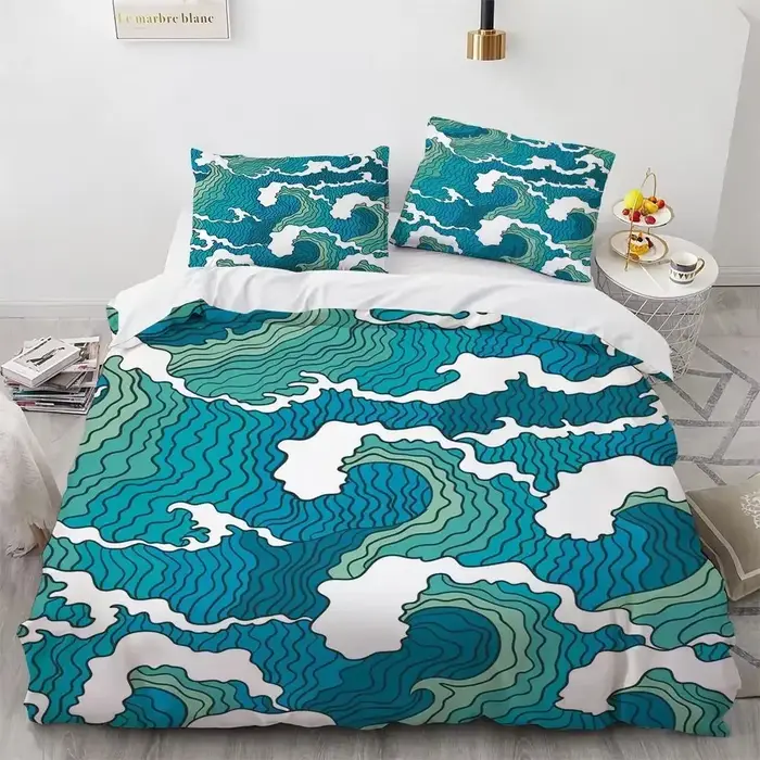 Parure de lit de Style japonais, ensemble de housse de couette Ukiyo-e artistique imprimé en 3D, en 