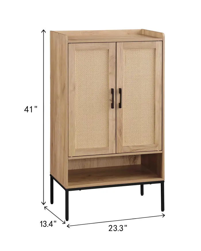 Armoire à chaussures avec portes en rotin, armoire de rangement pour chaussures à 5 niveaux avec éta