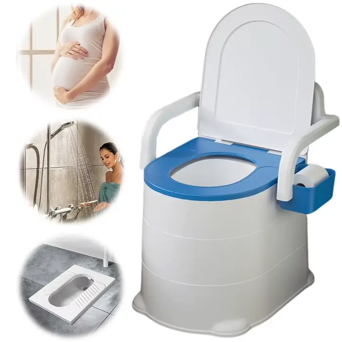 Commode de chevet portable, toilettes à la turque antidérapantes, toilettes de chevet anti-odeur, av