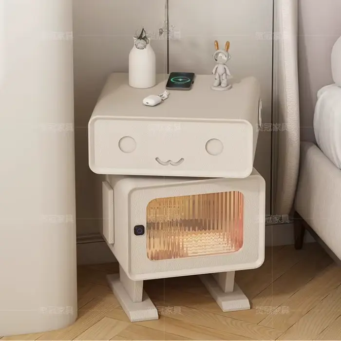 Table De chevet légère moderne bouton rotatif armoire blanche