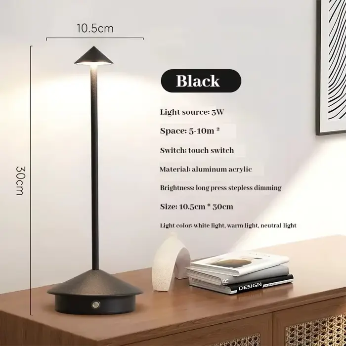 Lampes de table sans fil rechargeables à LED, sans cordon, pour la table, le bureau, la nuit, la tab