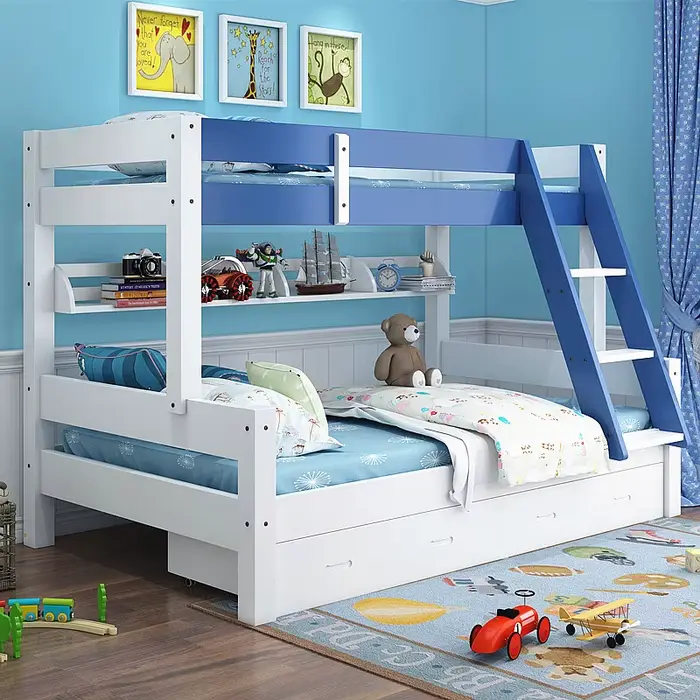 Lits superposés pour enfants – Design moderne et simple – Construction en bois massif avec fonction 