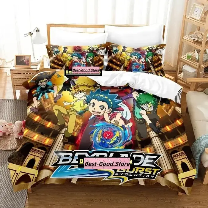 Ensemble de literie Beyblade Burst, dessin animé 3D, imprimé, avec taie d'oreiller, housse de couett