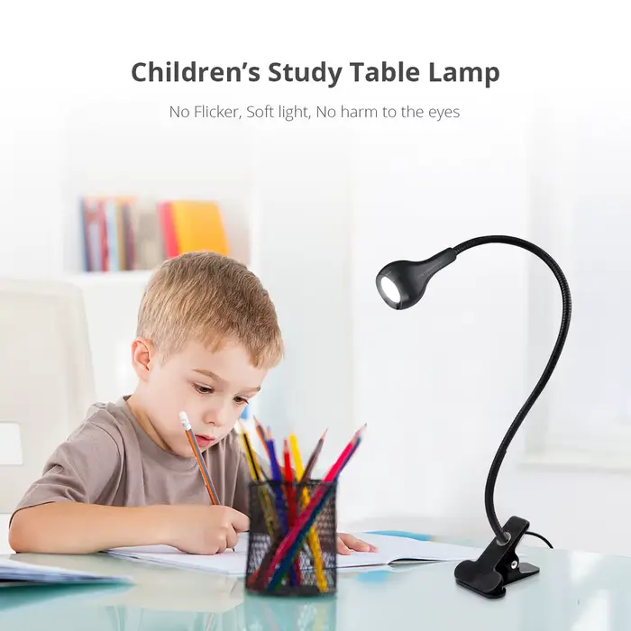 Lampe de Table Flexible USB lampe d'alimentation lecture livre lumière avec support pince étude lampes de lecture Table de chevet chambre décor lampe de nuit