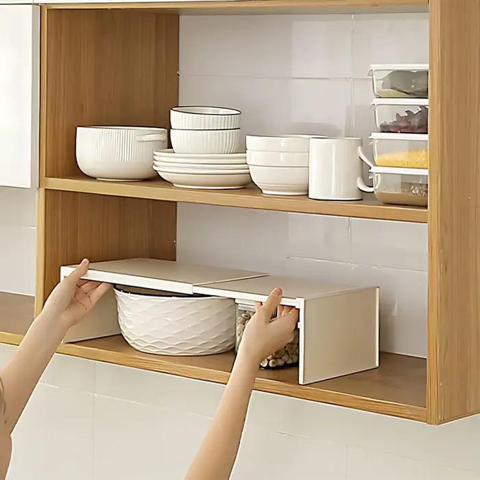Étagère de rangement extensible et empilable pour armoire